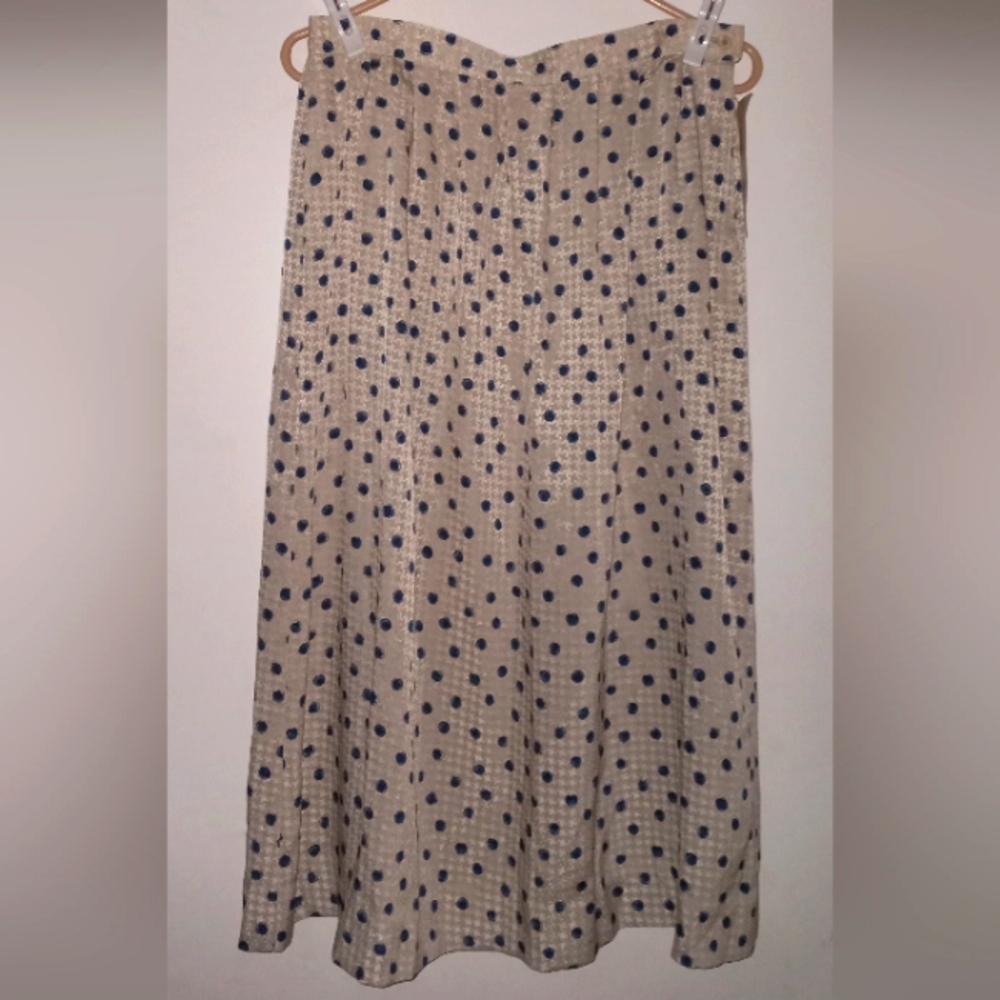 Country Sophisticates By Pendleton  Multi-Color Beige W/Blue Dots Skirt Size 14